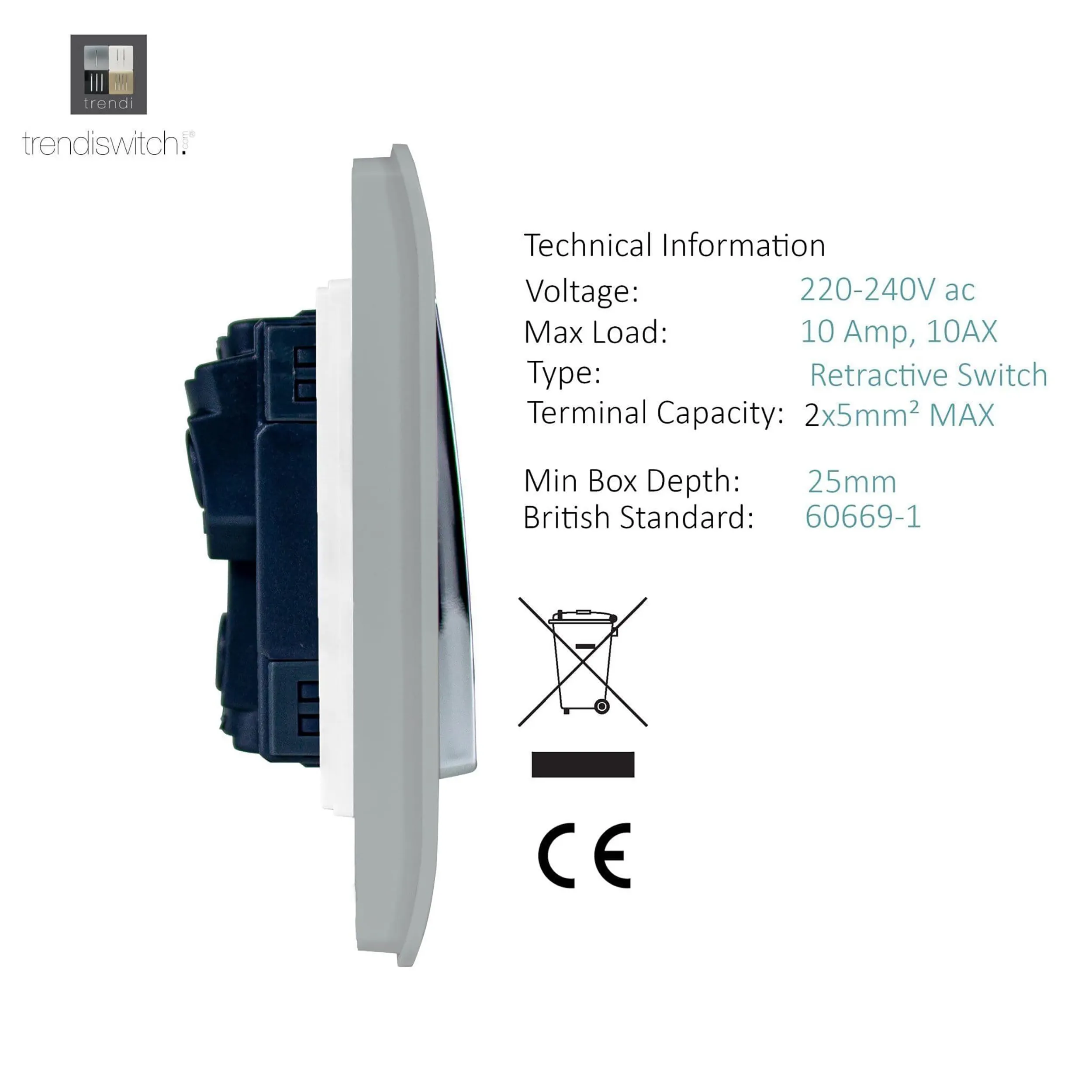 1 Gang Doorbell Brushed Steel ART-DBBS  Trendi Brushed Steel